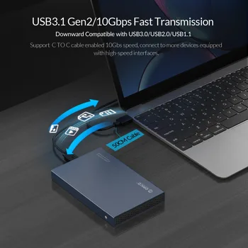 ORICO 2.5 אינצ ' מסוג-C HDD מקרה סגסוגת אלומיניום USB3.1 Gen2 מארז הכונן הקשיח תמיכה 7mm & 9.5 מ 
