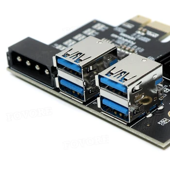 PCIE 1 עד 4 יציאות PCI Express מכפיל יציאות USB3.0 קמה כרטיס PCI-e X1 כדי X16 מתאם קמה על כרטיס גרפי כרייה כורה