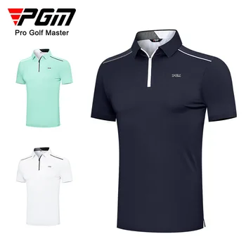 PGM גברים גולף חולצה פולו גולף ביגוד גברים קיץ ספורט לנשימה מהירה ייבוש Sweatwicking Zip שרוול קצר YF574