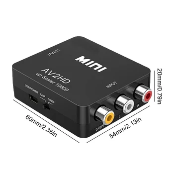 RCA ל HDMI תואם CVSB L/R Video Converter עם כבל USB CVSB L/R וידאו ל-HDMI תואם-AV, מתאם HD 1080P 60Hz