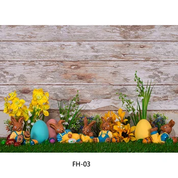 SHUOZHIKE האביב חג הפסחא צילום רקע ארנב פרחים ביצים לוח העץ תמונת רקע סטודיו אביזרים FH-01