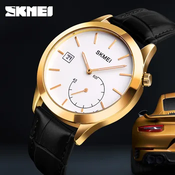 Skmei יצירתיים חדשים האופנה גברים של שעון פשוט חוצות מזדמן ספורט עמיד למים שני פינים קוורץ שעונים גברים