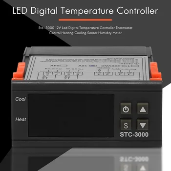 Stc-3000 12V Led דיגיטלי בקר טמפרטורה תרמוסטט בקרה חימום קירור חיישן מד לחות