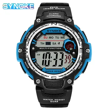 SYNOKE גדול חיוג שעונים לגברים חיצונית 5ATM שעון ספורט עמיד למים צבאי זכר שעון יד אלקטרוני שעון 2023 Dropshipping