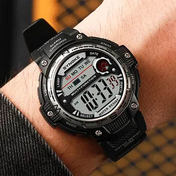 SYNOKE גדול חיוג שעונים לגברים חיצונית 5ATM שעון ספורט עמיד למים צבאי זכר שעון יד אלקטרוני שעון 2023 Dropshipping