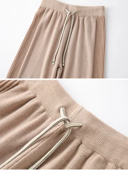 TIGENA אלסטיות גבוהה המותניים סרוגה מכנסיים נשים 2023 סתיו חורף מקרית מוצק חם רך חגורה רחבה הרגל המכנסיים נשיים מכנסיים ירוקים