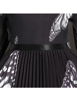 XITAO אופנה קפלי שני חתיכת קבוצה אישיות פרפר הדפסה נשים סתיו הגעה חדשה טמפרמנט אלגנטי חצאית סטים HQQ1347