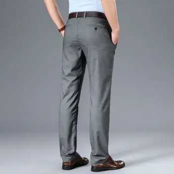 אביב קיץ למתוח עסקים המכנסיים גברים מזדמנים אלסטי המותניים סלים רב שאיפה קוריאנית דק מכנסיים זכר גודל גדול D26