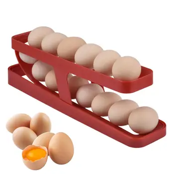 אוטומטי גלילה ביצה מתלה בעל תיבת אחסון ביצה סל מיכל ארגונית גלגל למטה מקרר ביצה מתקן כלי מטבח