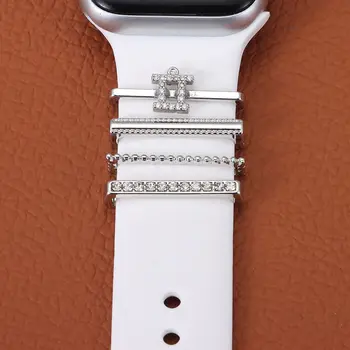 אופנה 12 קבוצות כוכבים הרצועה דקורטיבי הטבעת עבור אפל להקת שעון יהלומי סיליקון רצועת מתכת קסמי צמיד קישוט