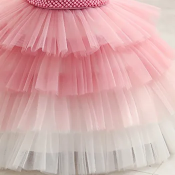 אופנה חדשה יוקרה ילדים בגדי ילדים, שמלות יום הולדת בנות צבעונית נסיכת חצאית עבור התינוק הראשון של המסיבה.