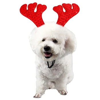 אופנה לחיות מחמד בגימור נצנצים פייטים נקודות צבי קרן כובע תחפושת כלב גור חתול Cosplay מסיבת הכובעים כובעי כובע חג המולד