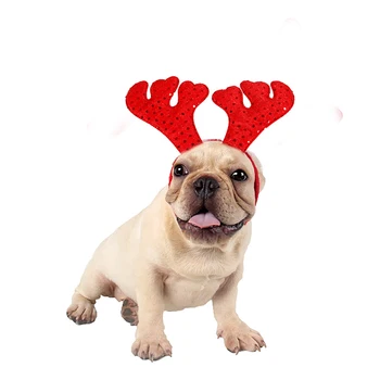 אופנה לחיות מחמד בגימור נצנצים פייטים נקודות צבי קרן כובע תחפושת כלב גור חתול Cosplay מסיבת הכובעים כובעי כובע חג המולד