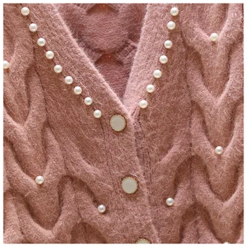 אופנה סרוגים קרדיגן חמוד כפתור V-צוואר שרוול ארוך מעיל סתיו/חורף אסתטיקה וינטג ' קט סוודר מעיל