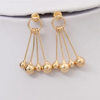 אופנה פאנק צבע זהב עגילים לנשים חמוד חרוזי מתכת מעגל תנופה זמן ציצית תכשיטים עגילים Faux יצירתי מתנות