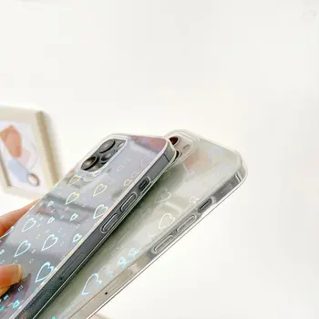 אופנה שיפוע לייזר אוהב את הלב דפוס ברור הטלפון מקרה עבור iPhone 13 11 12 14 Pro Max X XS XR 7 8 פלוס SE2 Shockproof הפגוש