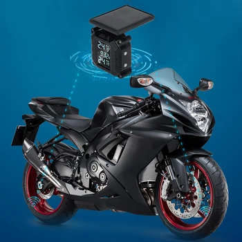 אופנוע צמיג צמיג מוניטור, לחץ, מערכת האזעקה USB טעינה סולארית הצמיג טמפרטורה אזעקה TPM עם 2 חיישנים חיצוניים