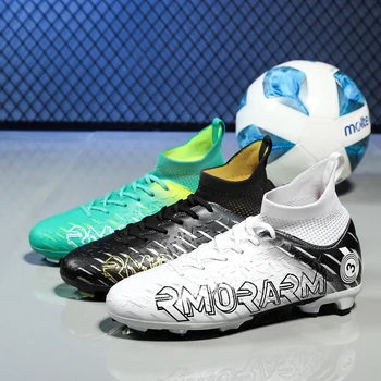 איכות נעלי כדורגל פקקים סי רונאלדו עמיד אור נוח נעלי כדורגל חיצוני מקורי Futsal משובץ נעלי ספורט סיטונאי