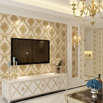 אירופאי קלאסי עם תבליט דמשק טפט חדר שינה סלון שאינם ארוגים חדר האוכל טפט 3D עיצוב הבית U128
