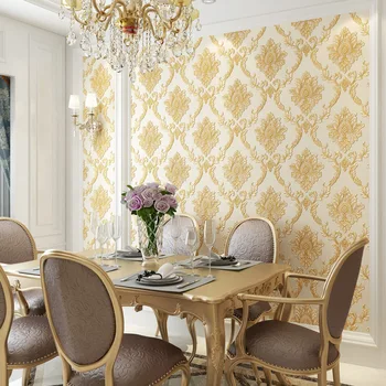 אירופאי קלאסי עם תבליט דמשק טפט חדר שינה סלון שאינם ארוגים חדר האוכל טפט 3D עיצוב הבית U128