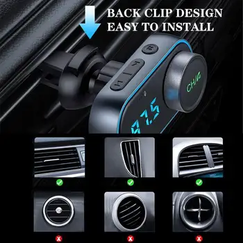 אלחוטית משדר FM לרכב USB QC3.0 משטרת טעינה מהירה נגן MP3 דיבורית ערכת רדיו אודיו מתאם AUX