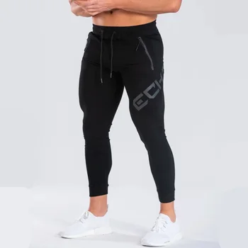אנשים רצים רזה כותנה מכנסי טרנינג אתלטי מכנסיים זכר ספורט מכנסי אימון בכיס המכנסיים אופנה כושר Trackpants