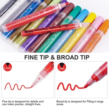אקריליק, טושים, אקריליק צבע העט Premium צבע עטים על בסיס מים תוספת בסדר ובינוניים טיפ, צבע אמנות סמנים קבע ציוד אמנות