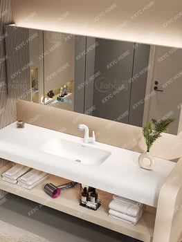 ארון אמבטיה כל Washbin שילוב ארון אמבטיה כיור מראה ארון לשטוף כיור כיור ארון