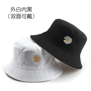 באביב ובקיץ החדש נכון GD דייזי הקטנה דו צדדי כותנה דלי כובע ספורט מזדמן לשמש הוכחה השמש הוכחה אגן הכובע