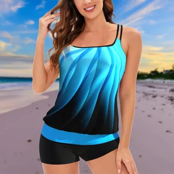 בגדי ים קיץ אופנה רצועות פיצול בגד ים סקסי בגדי ים הדפסת צבע בגד הים