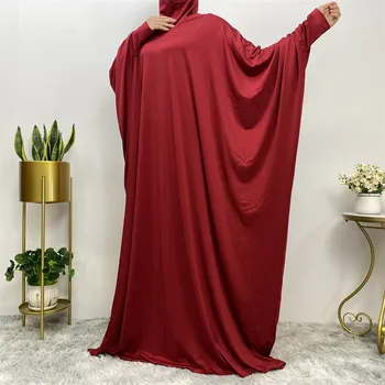 בגדים לנשים מוסלמיות נשים מוסלמיות צבע אחיד עם תיק קטן אלגנטית טמפרמנט הלבוש האסלאמי חלוק נוח ABAYA