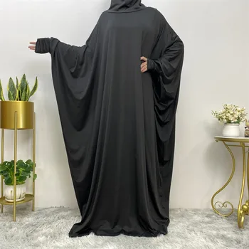 בגדים לנשים מוסלמיות נשים מוסלמיות צבע אחיד עם תיק קטן אלגנטית טמפרמנט הלבוש האסלאמי חלוק נוח ABAYA