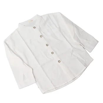 בייבי בנים חולצה לבנה לעמוד צווארון להתחמם כותנה רכה כפתור סגירה בנים שרוול ארוך חולצה לבנה העור ידידותי חוצות