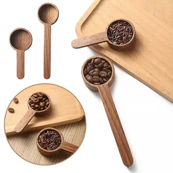 בישול מעץ אגוז שחור כף מדידה עיצוב מסוגנן נוח קפה כפית מדידה מדויקת משולבות עץ