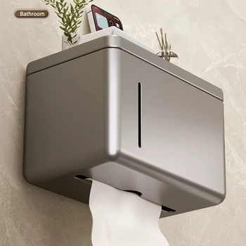 בלי אגרופים מחזיק נייר טואלט אלומיניום רקמות מתלה קיר רכוב במגירה קופסה הביתה Appliance אביזרי אמבטיה