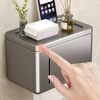בלי אגרופים מחזיק נייר טואלט אלומיניום רקמות מתלה קיר רכוב במגירה קופסה הביתה Appliance אביזרי אמבטיה
