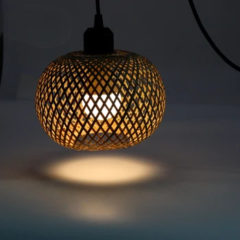 במבוק תליון מנורה קש אור ארוגים ביד נברשת קפה מסעדה תאורה בסלון עיצוב אמנות תליית מנורה מקורה