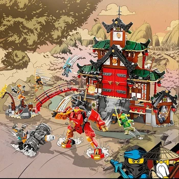 במלאי 1453pcs Ninja דוג 'ו בית מקדש מקדש אבני הבניין kompatible 71767 Pixal נחש דמויות נינג' ה מכני לבנים צעצועים עבור ילד מתנות