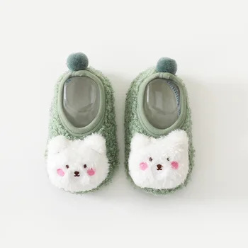 בנים בנות חורף חם נעלי ספורט נגד החלקה גרביים לתינוק הרצפה גרביים הראשון ווקר החלקה פעוטות תינוקות קריקטורה מחממי רגליים