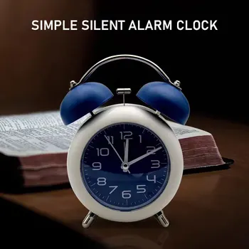 בסגנון רטרו שעון פשוט בבית המודרני חדר השינה מופעל באמצעות סוללה יצירתי שקט לא טיק מצביע קוורץ כפולה שעון מעורר