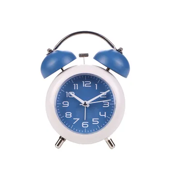 בסגנון רטרו שעון פשוט בבית המודרני חדר השינה מופעל באמצעות סוללה יצירתי שקט לא טיק מצביע קוורץ כפולה שעון מעורר