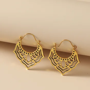 בציר חלול עגילים עתיקים זהב צבע צבע כסף זרוק עגילים לנשים חריש תכשיטים סדיר דפוס Earings A199