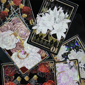 בציר לילי רוז פרחים כרטיס Washi מחמד עבור DIY עיצוב אלבומים תוכנית מדבקה דקורטיבית
