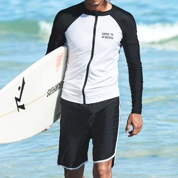 גברים שרוול ארוך Rashguard הגנת UV בגדי ים, גלישה, צלילה ספורט החולצה שחייה לנשימה מהירה יבש גרביונים בגדים שיתאימו