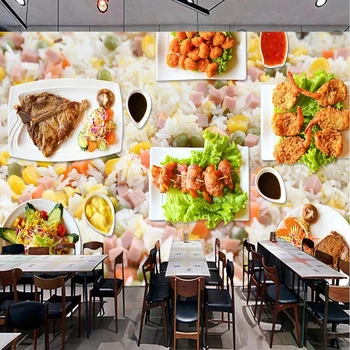 גודל מותאם אישית 3D טפט ויניל אוכל טעים צילום ציור קיר נייר מסעדה של מטבח קישוט תפריט חיפוי קיר Waterpoof בד