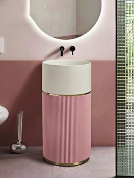 גלילי אנכי כיור אמבטיה מותאם אישית אמנות המעמד אגן משולב של רצפת אגן הכיור