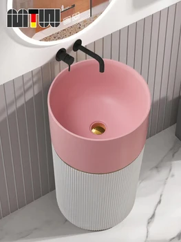 גלילי אנכי כיור אמבטיה מותאם אישית אמנות המעמד אגן משולב של רצפת אגן הכיור