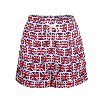 דגל בריטניה קצרים נקבה בריטניה דגלים אופנת רחוב עיצוב מכנסיים אלסטיות גבוהה המותניים Oversize מכנסיים קצרים מועדון לילה ישבנים