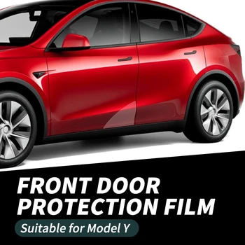 דלת הכניסה סרט מגן על טסלה מודל Y המכונית TPU דלת קדמית שקופה לקצץ מדבקות משולש סרט מגן הרכב מדבקה