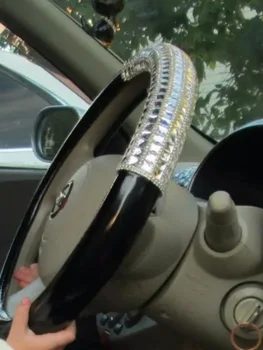 האופנה ריינסטון כיסוי גלגל הגה המקרים PU עם קריסטל-ההגה מכסה על הפנים המכונית אביזרים נשים בנות